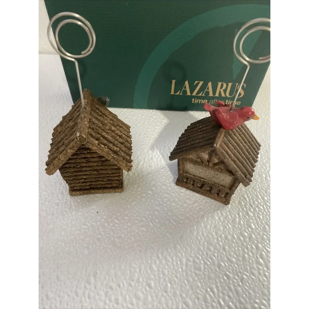 Lazarus Birdhouse Cardinal Place Card Photo Holders Set of‎ 2 Rustic Christmas